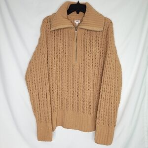 AERIE Cable Car 1/4 Zip Chunky Knit Chenille Sweater SMALL